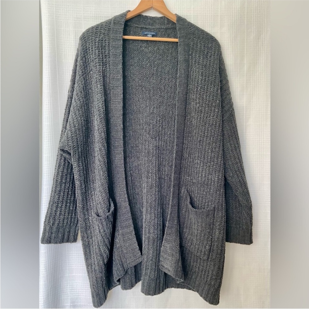 American Eagle Outfitters Dark Gray Knit Cardigan
